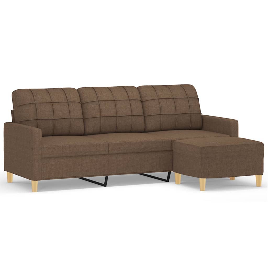 3-Sitzer-Sofa mit Hocker Taupe 180 cm Stoff