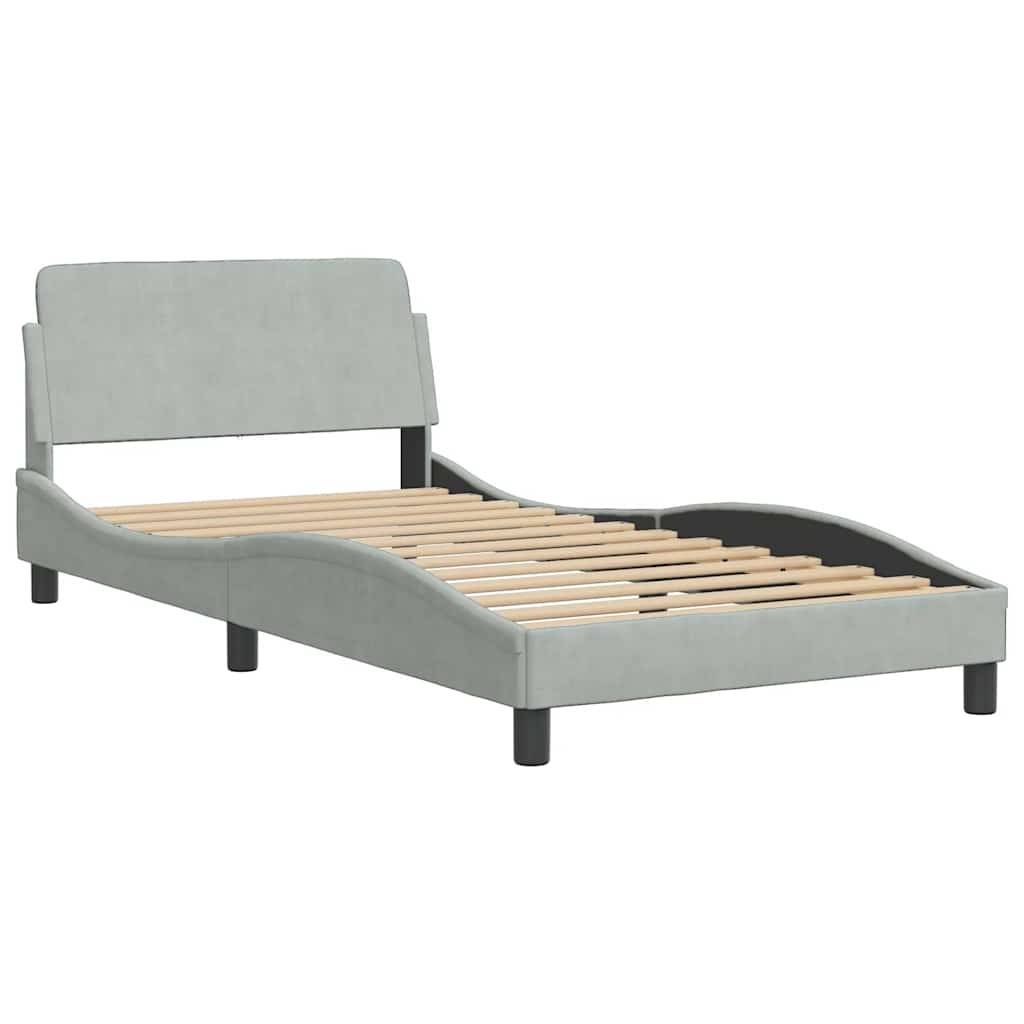 Bettgestell "Dover" Hellgrau 100x190 cm Samt