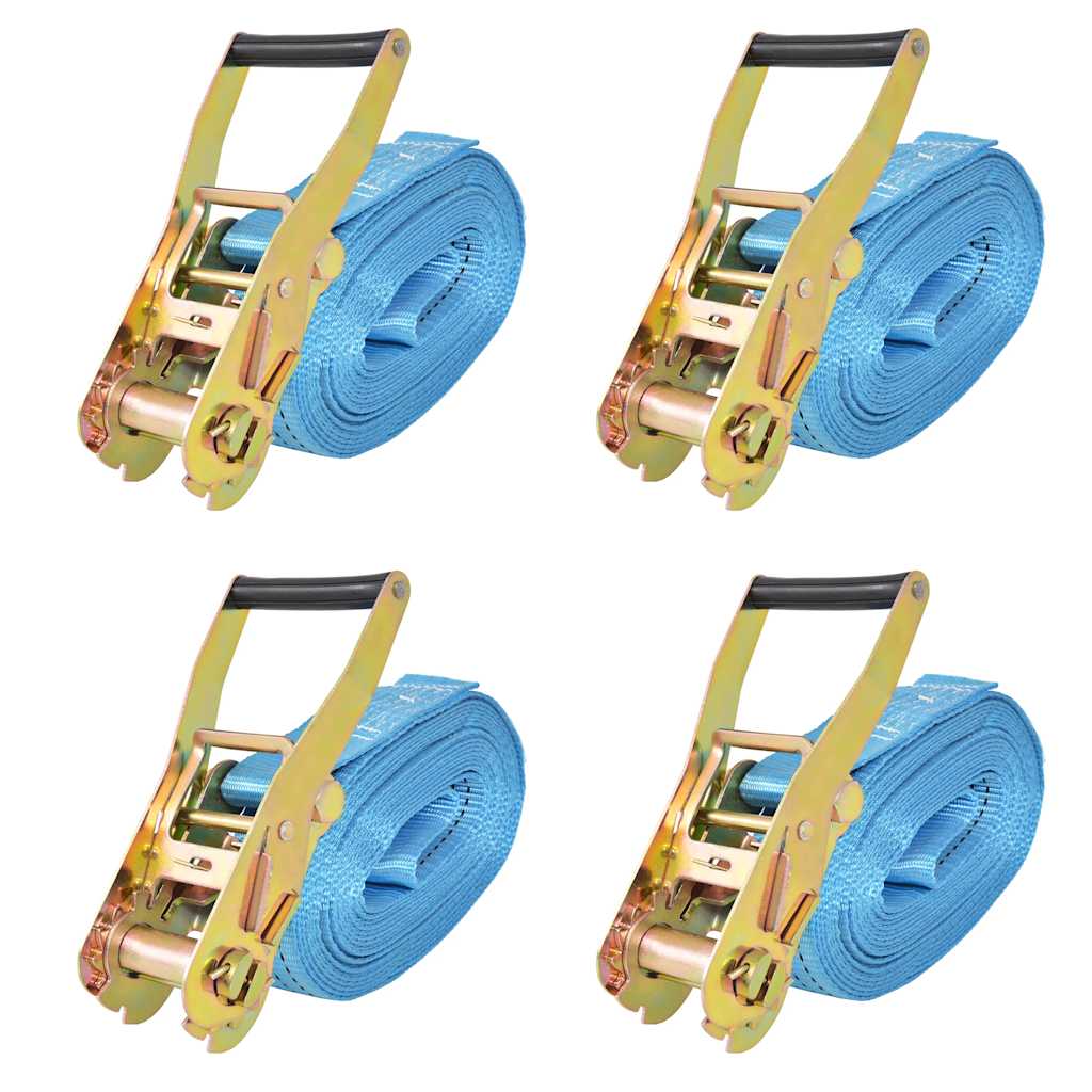 Ratschen-Spanngurte 4 Stk. 0,8 Tonnen 6m×25mm Blau