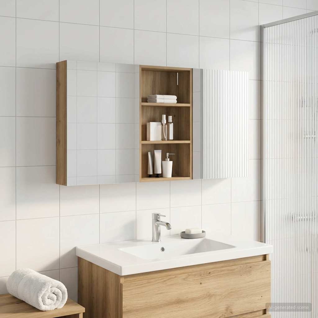 Badezimmerschrank-Set 3 pcs 80 x 10,5 x 50 cm Holzwerkstoff