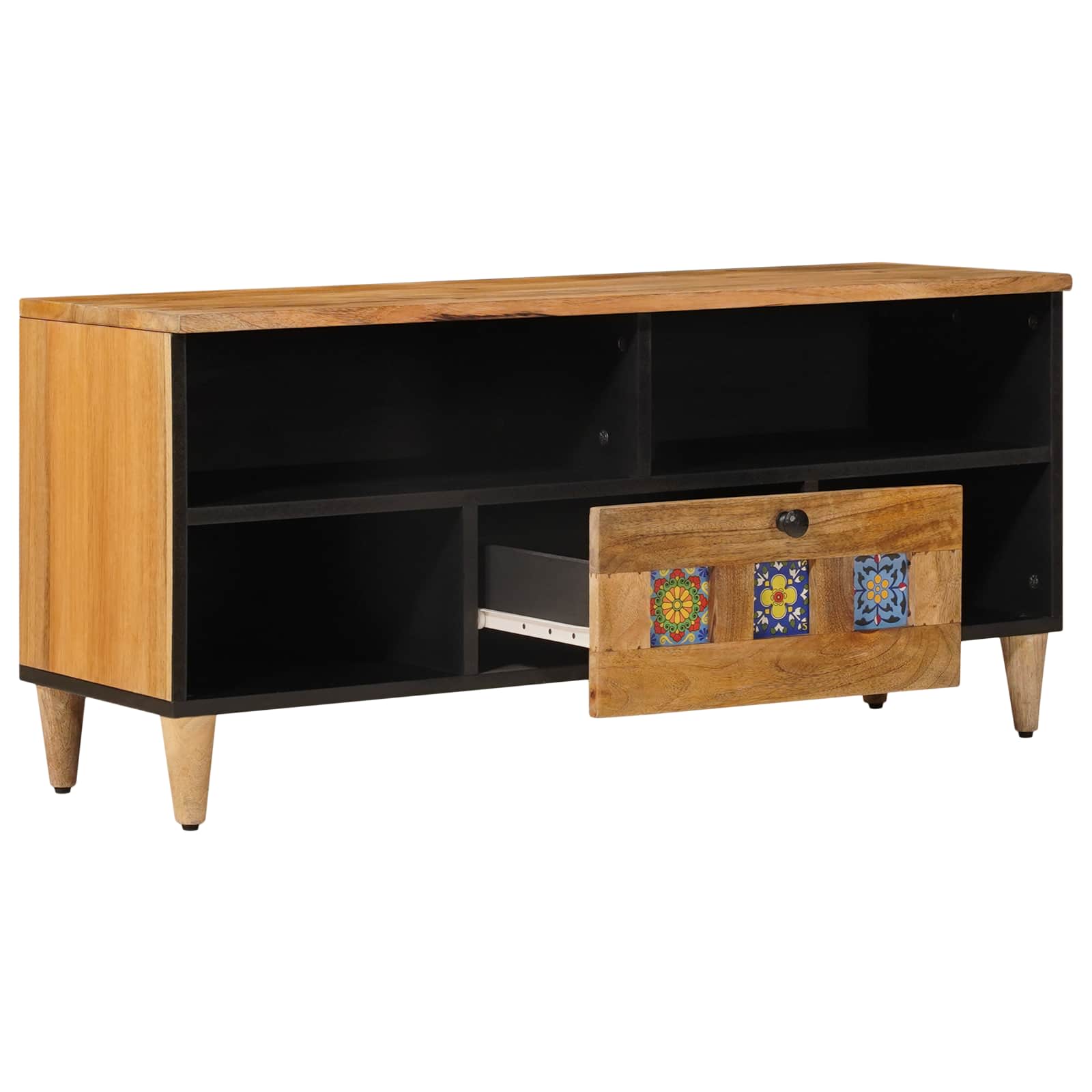TV-Schränk mit Regal Walnuss 100 x 33 x 46 cm Massivholz Mango