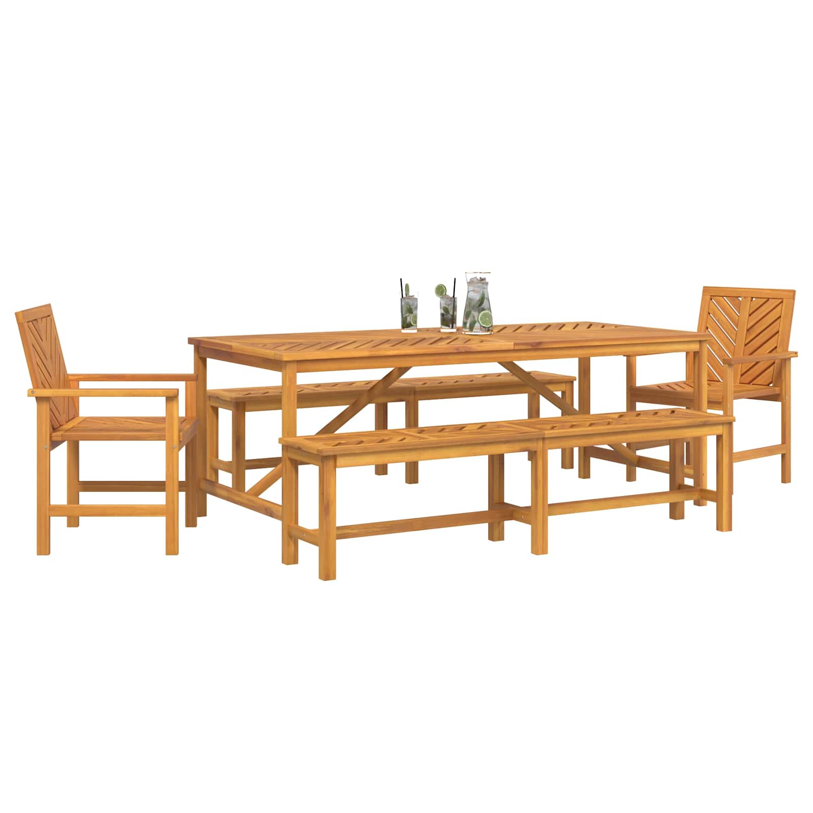 Garten Essgruppe 3 Stk. Braun Massivholz Akazie