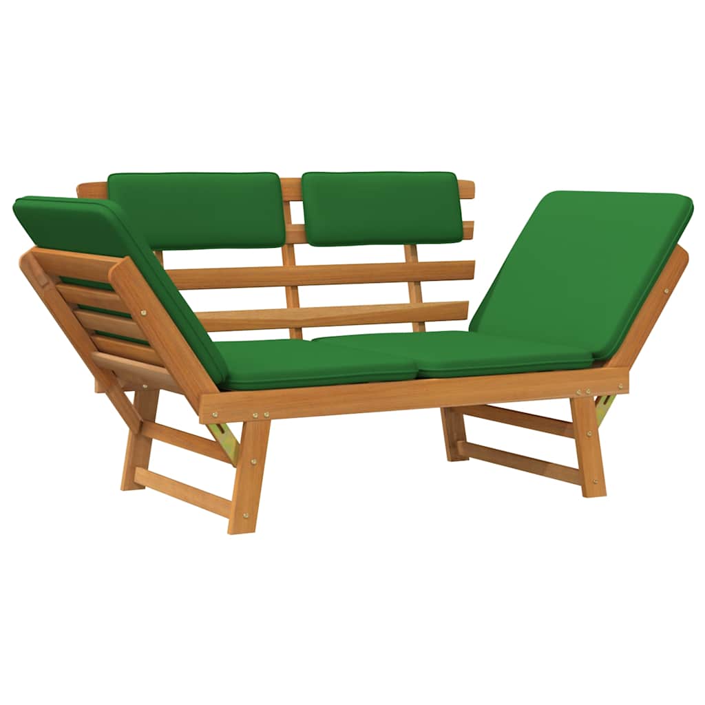 Gartenbank mit Auflagen 2-in-1 190 cm Grau Massivholz Akazie