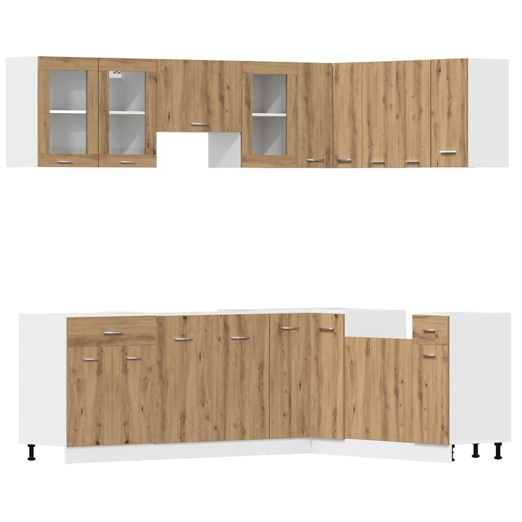 11-tlg. Küchenzeile Lyon Weiß Holzwerkstoff