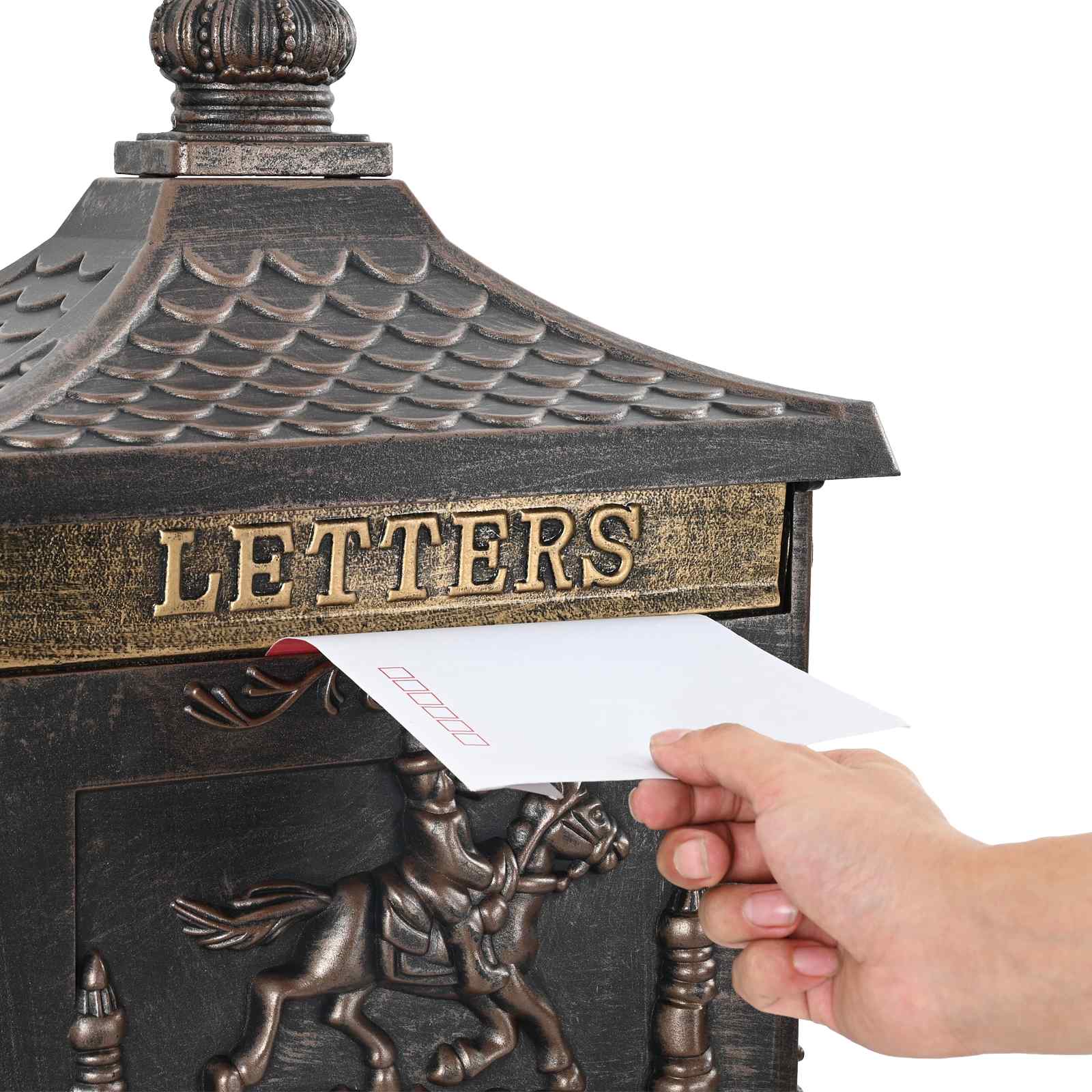 Stehender Briefkasten mit Speicher Schwarz 42,5 x 29,5 x 117 cm