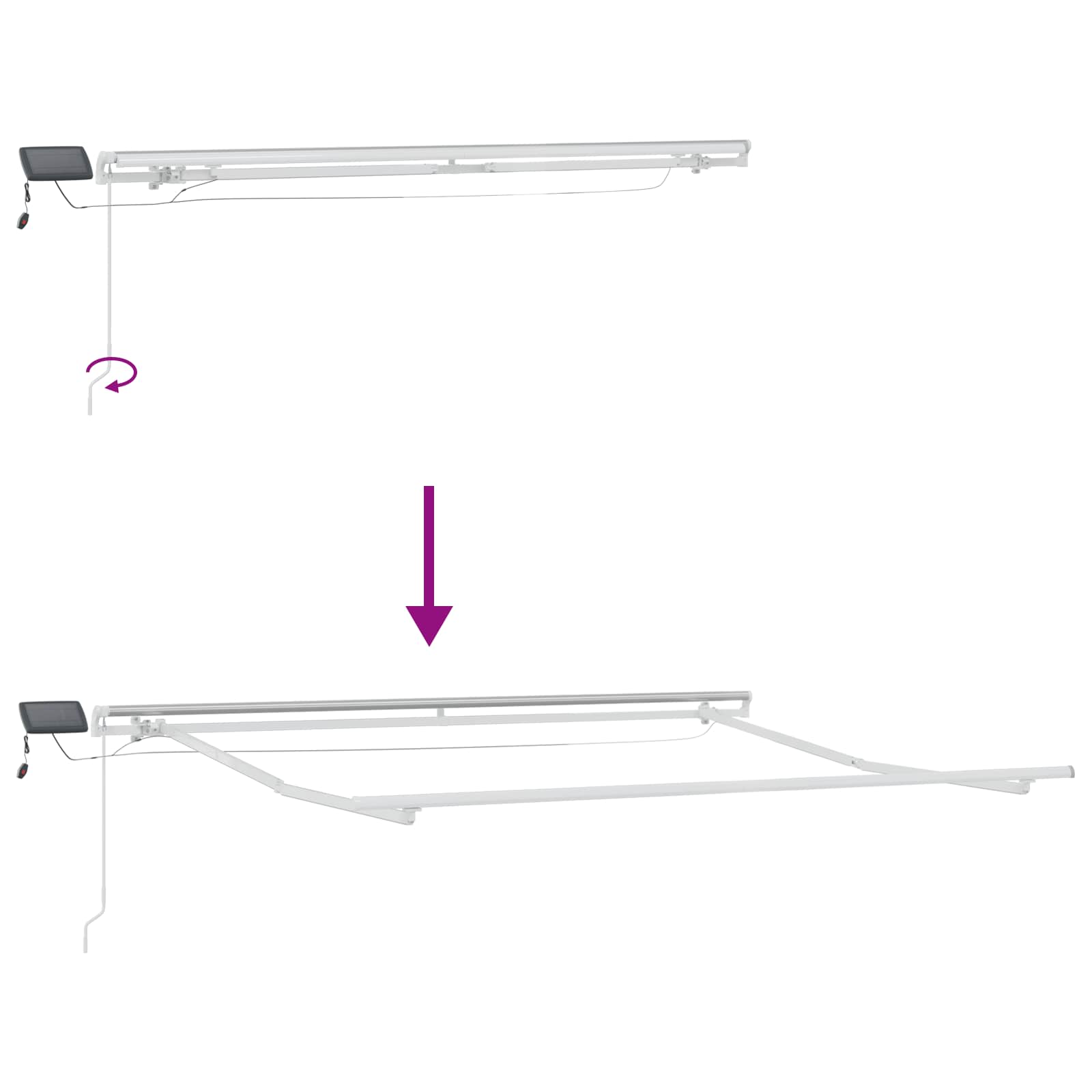 Markise Manuell Einziehbar mit LED 300x250 cm Blau und Weiß