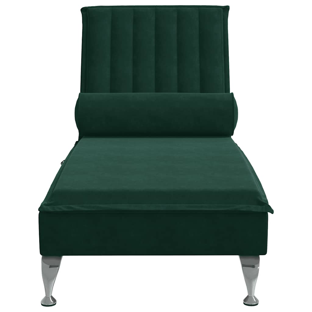 Massage-Chaiselongue mit Nackenrolle Hellgrau Samt