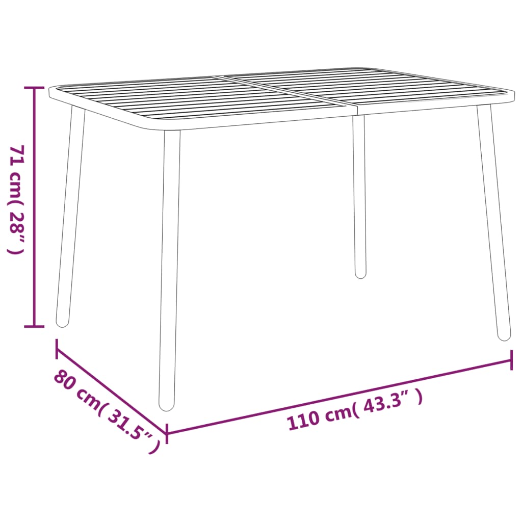Gartentisch Anthrazit 100x100x71 cm Stahl