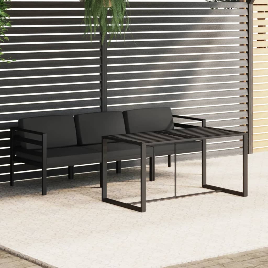 10-tlg. Garten-Lounge-Set mit Kissen Aluminium Anthrazit