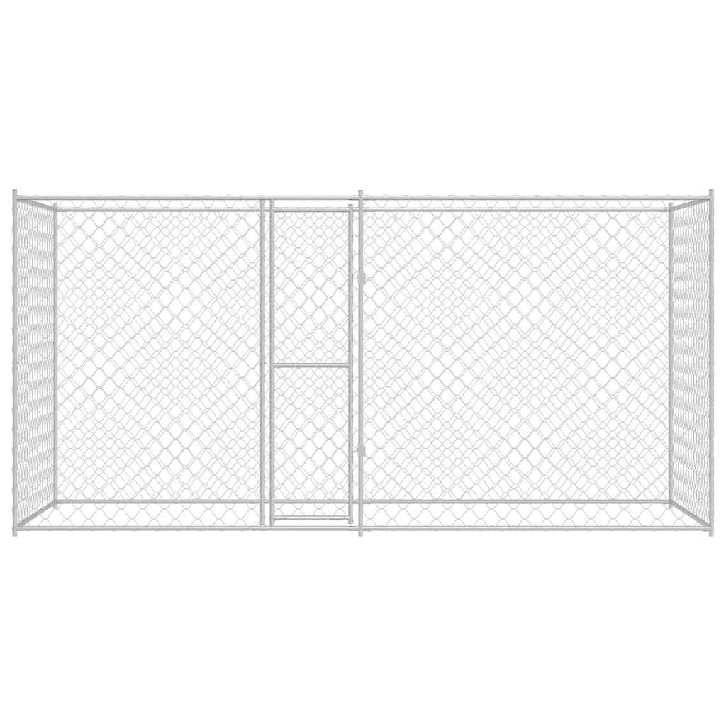Hundezwinger mit Tür Grau 2x2x1,5 m Verzinkter Stahl
