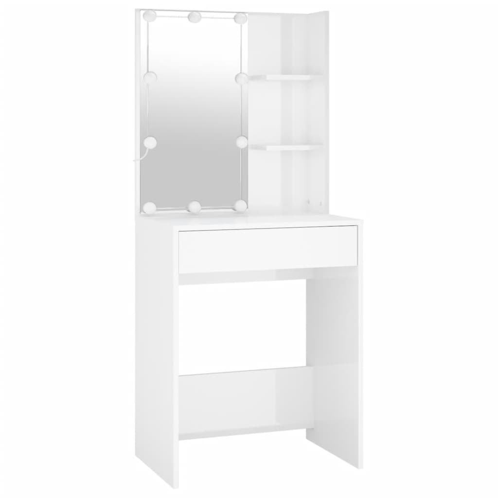 LED-Schminktisch mit Schrank Weiß Holzwerkstoff
