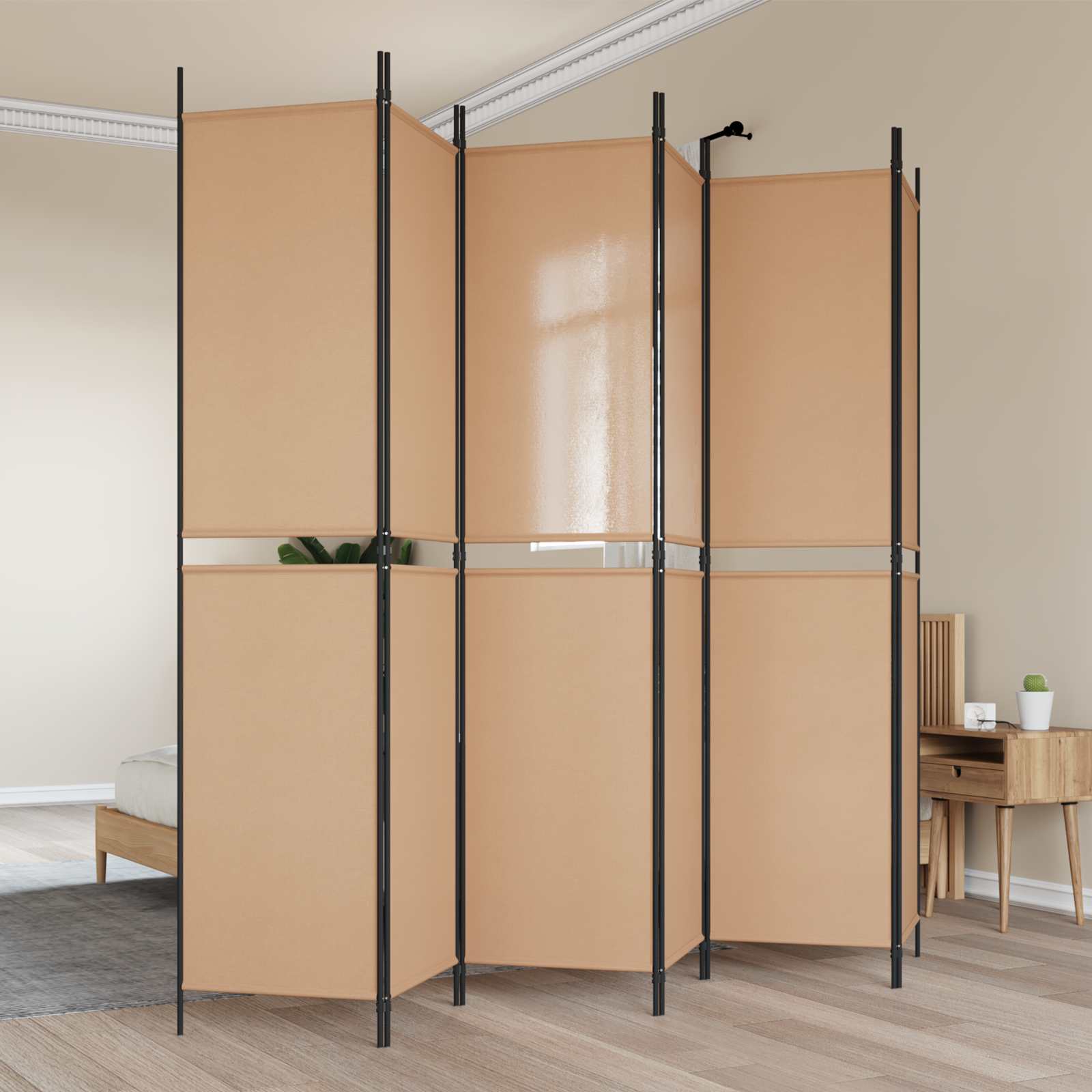 3-teiliger Raumteiler Beige 150 x 180 cm Stoff