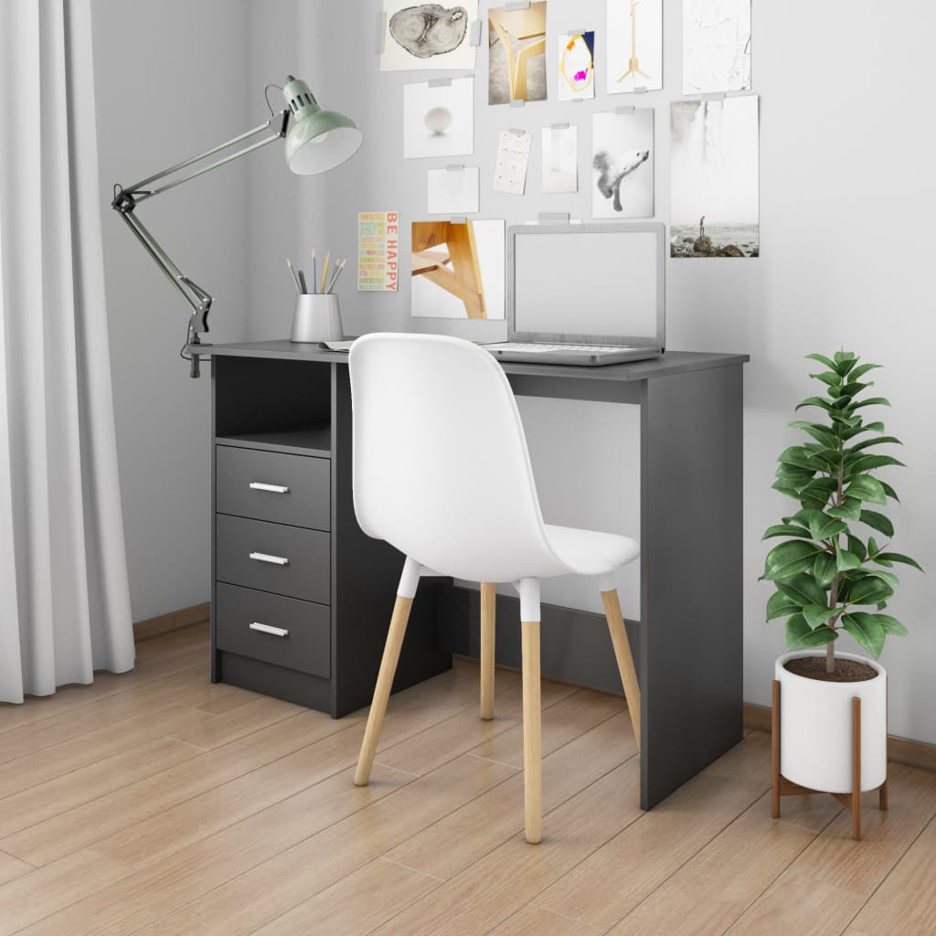 Schreibtisch mit Schubladen Weiß 110x50x76 cm Holzwerkstoff