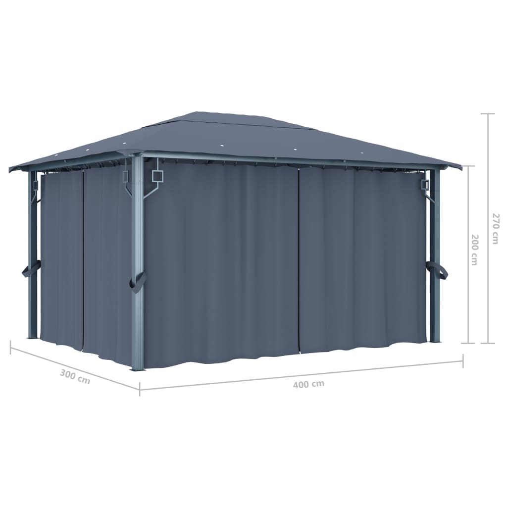Pavillon mit Vorhang 300x300 cm Taupe Aluminium