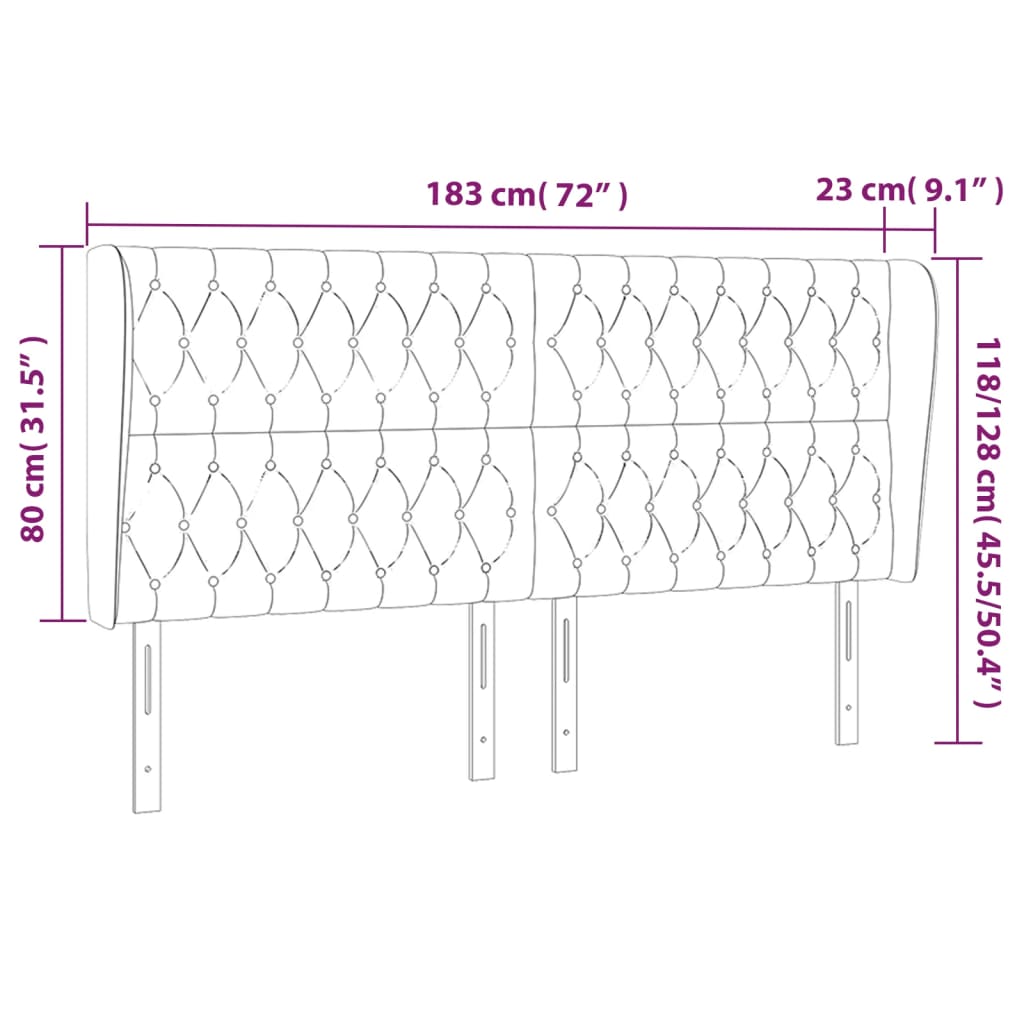 Kopfteil mit Ohren Dunkelblau 93x23x78/88 cm Samt
