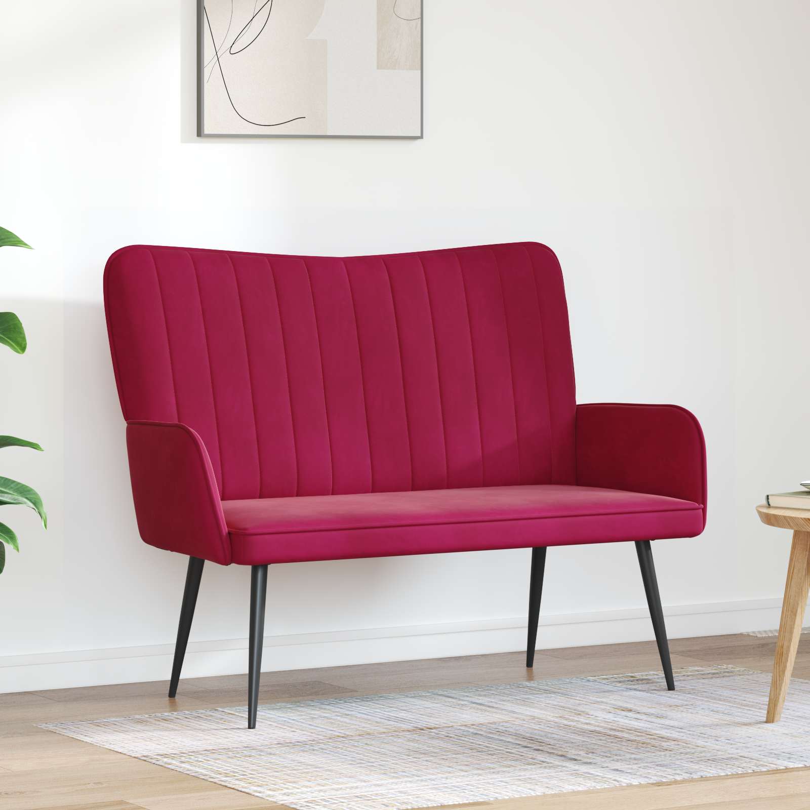 2-Sitzer Sofa Hellgrau 115 x 61 x 87 cm Samt (V)