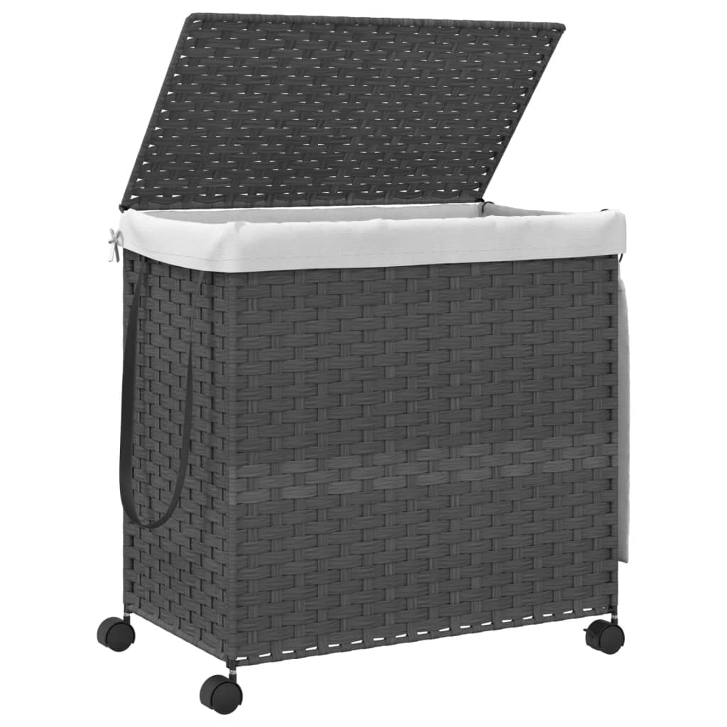 Wäschekorb mit Rollen 60x35x60,5 cm Rattan