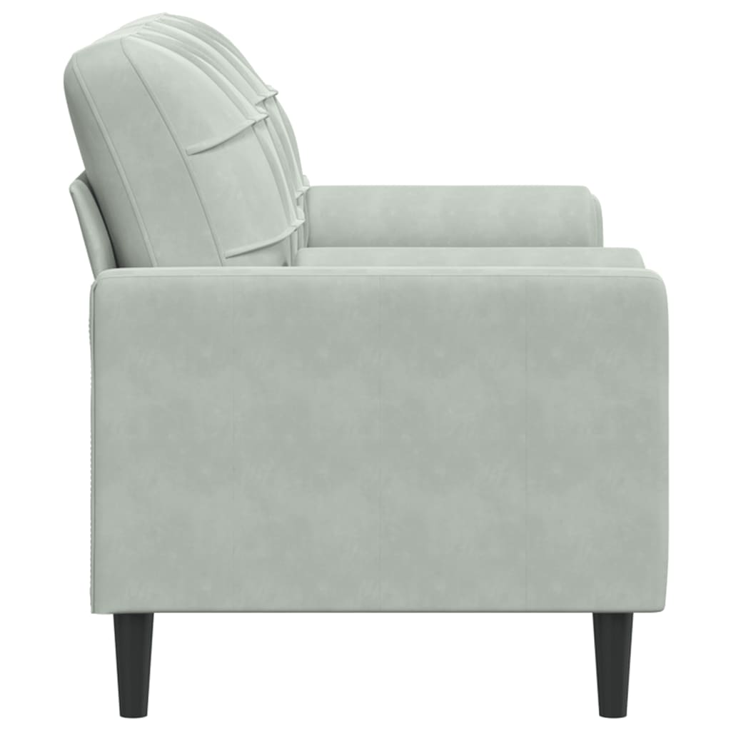 2-Sitzer-Sofa mit Zierkissen Hellgrau 120 cm Samt