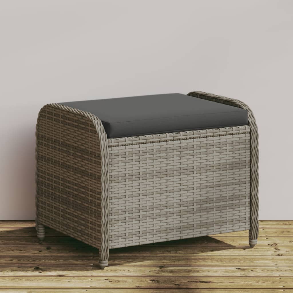 Gartenhocker mit Kissen Schwarz 58x46x46 cm Poly Rattan