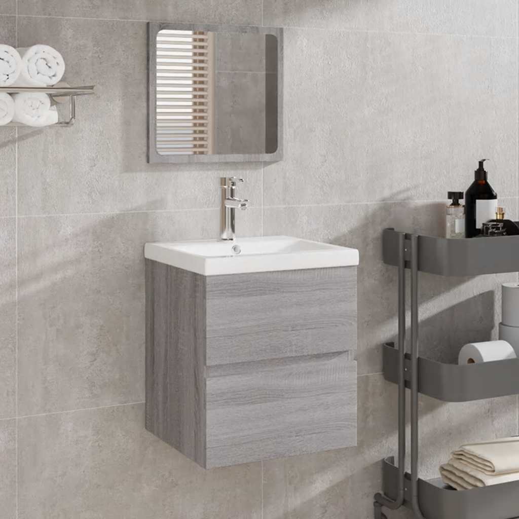 Badschrank mit Spiegel Weiß Holzwerkstoff