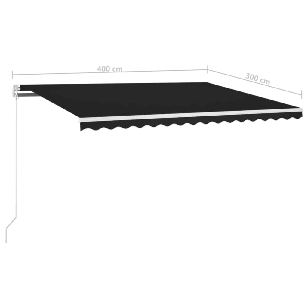 Markise Manuell Einziehbar mit LED 300x250 cm Blau und Weiß