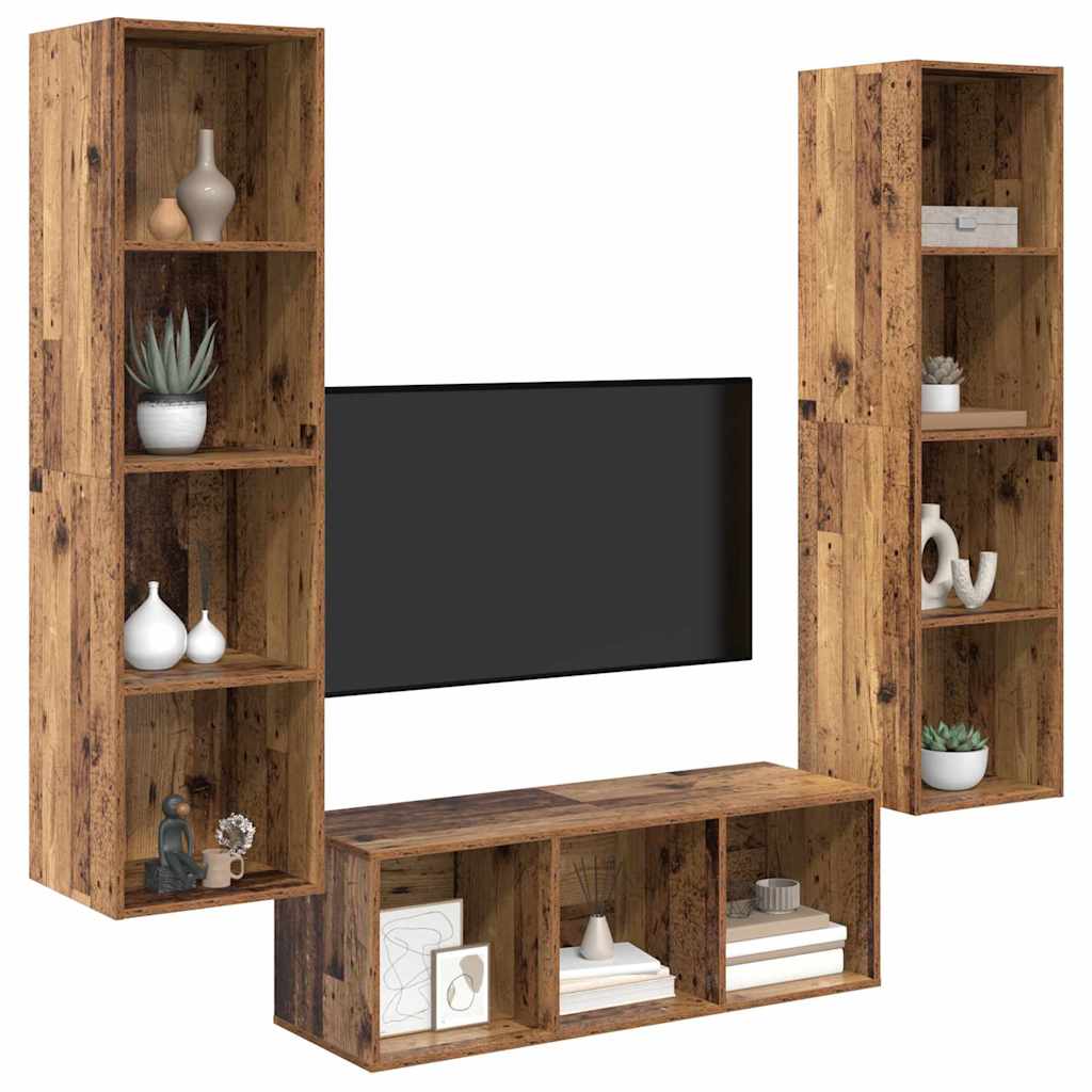 3-tlg. TV-Schrank-Set Weiß Holzwerkstoff
