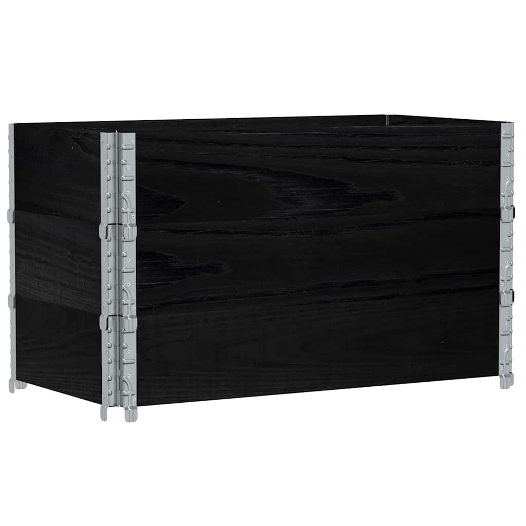 Paletten-Aufsatzrahmen Schwarz 80x60 cm Massivholz Kiefer