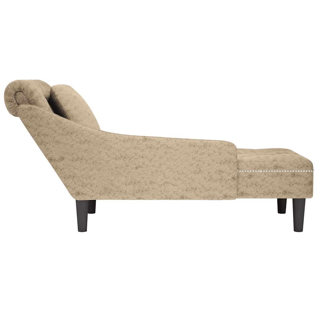Chaiselongue mit Kissen und Rechter Armlehne Braun Kunstleder