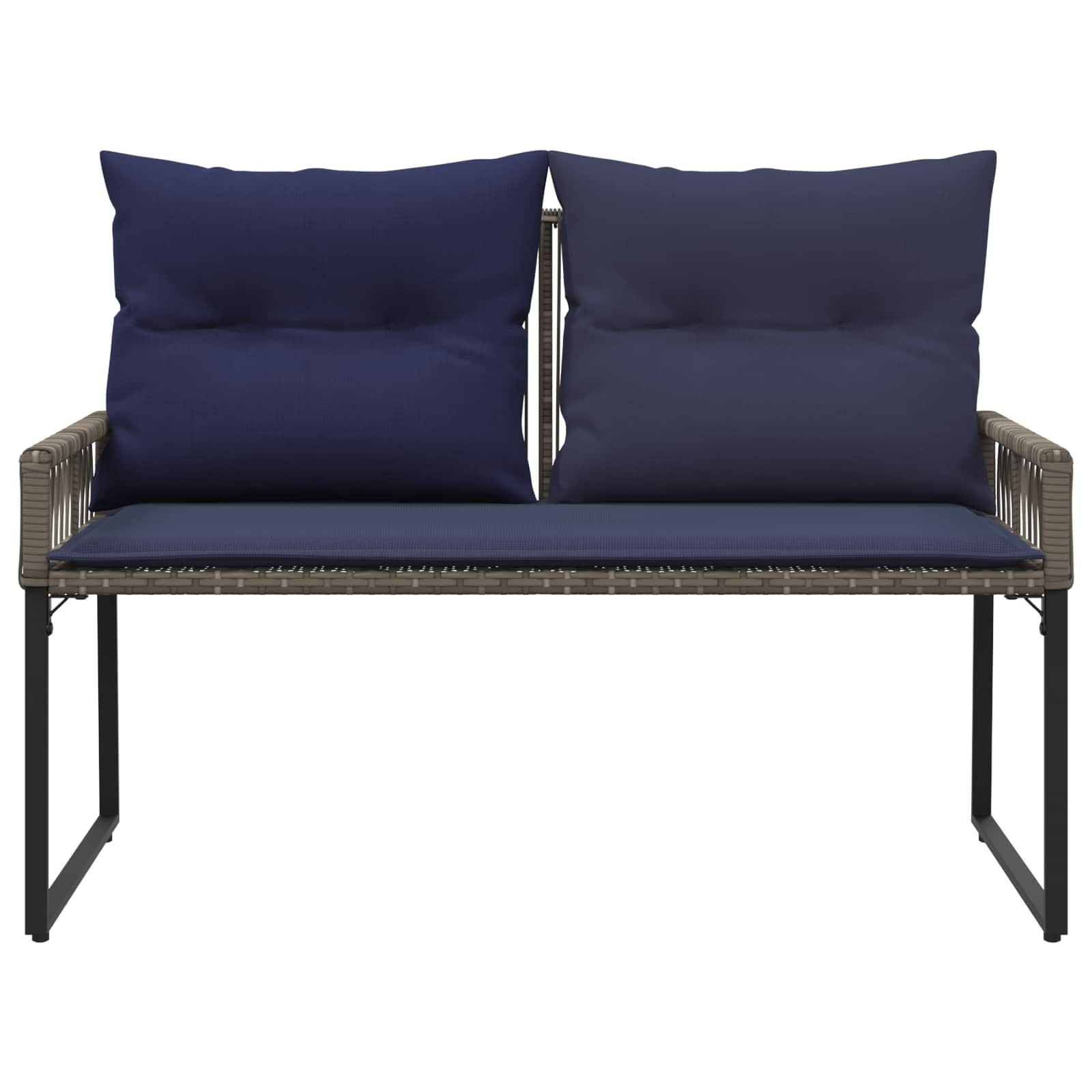 Bank Outdoor mit Kissen 4 pcs Schwarz und Cremeweiß Poly-Rattan