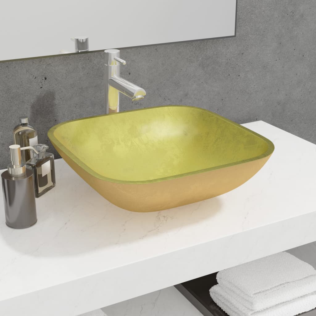 Waschbecken Glas 42x42x14 cm Transparent