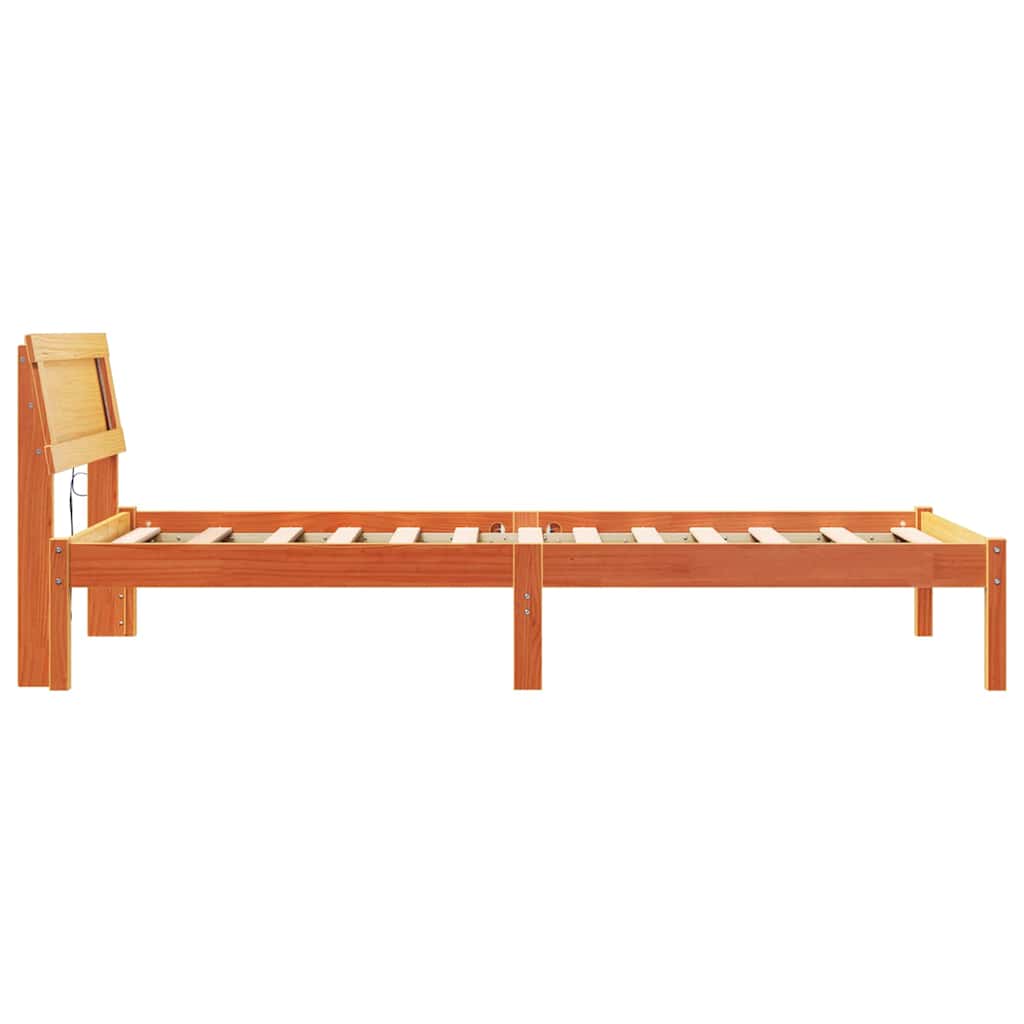 Bettgestell mit Kopfteil Braun 200 x 200 cm Massivholz Kiefer