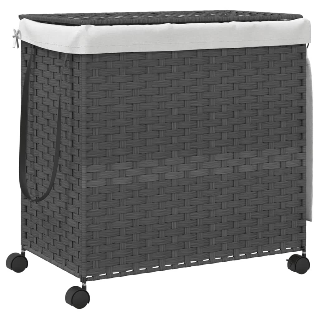 Wäschekorb mit Rollen 60x35x60,5 cm Rattan