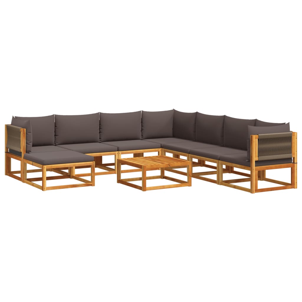 6-tlg. Gartensofa-Set mit Kissen Holz Akazie & Seil