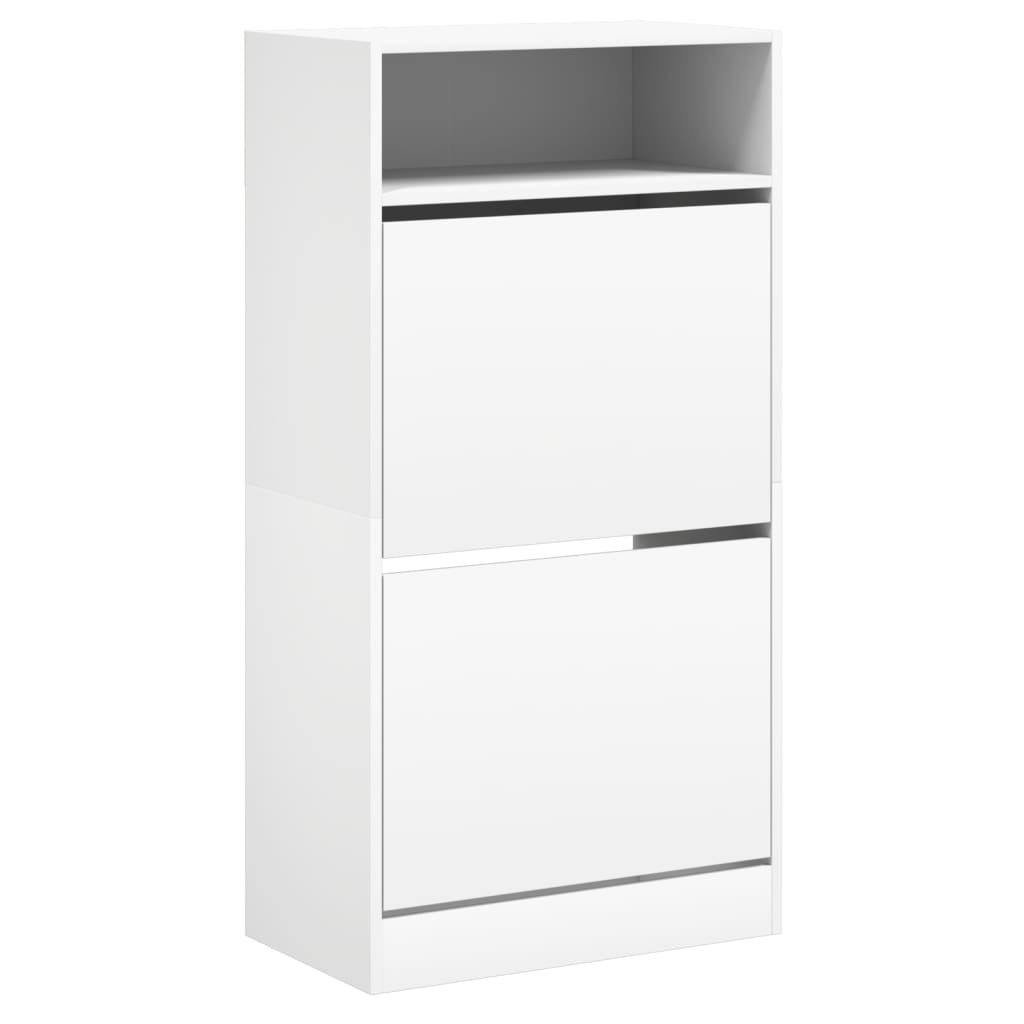 Schuhschrank mit 2 Klappen Weiß 80x34x116 cm