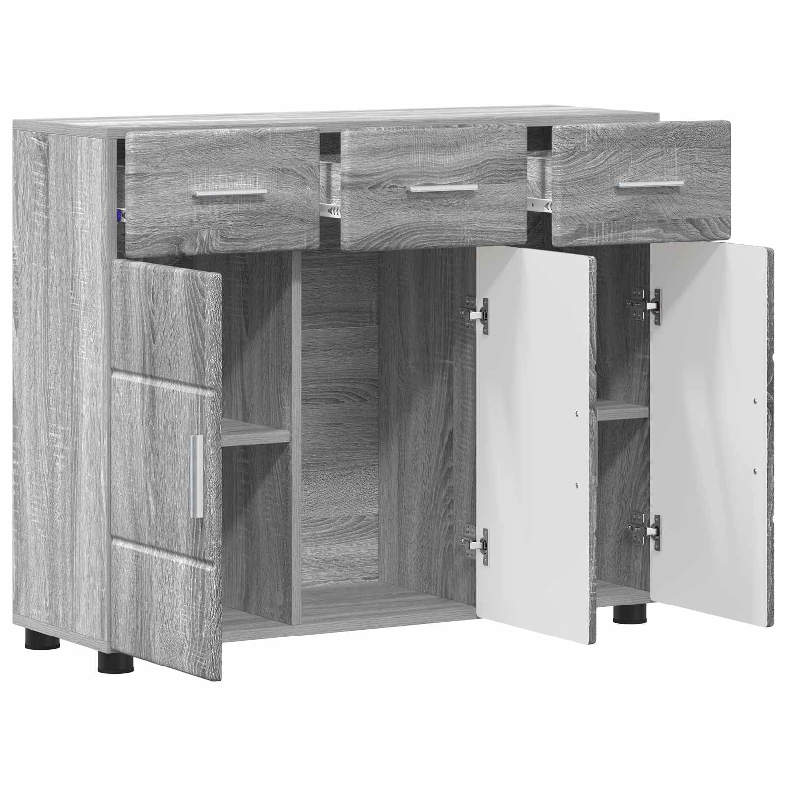 Highboard mit Regal FLORIN Weiß 60 x 35 x 182 cm Holzwerkstoff