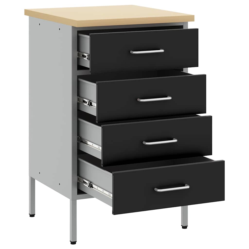 Werkbank mit Schubladen Schwarz und Grau 50 x 55 x 85 cm