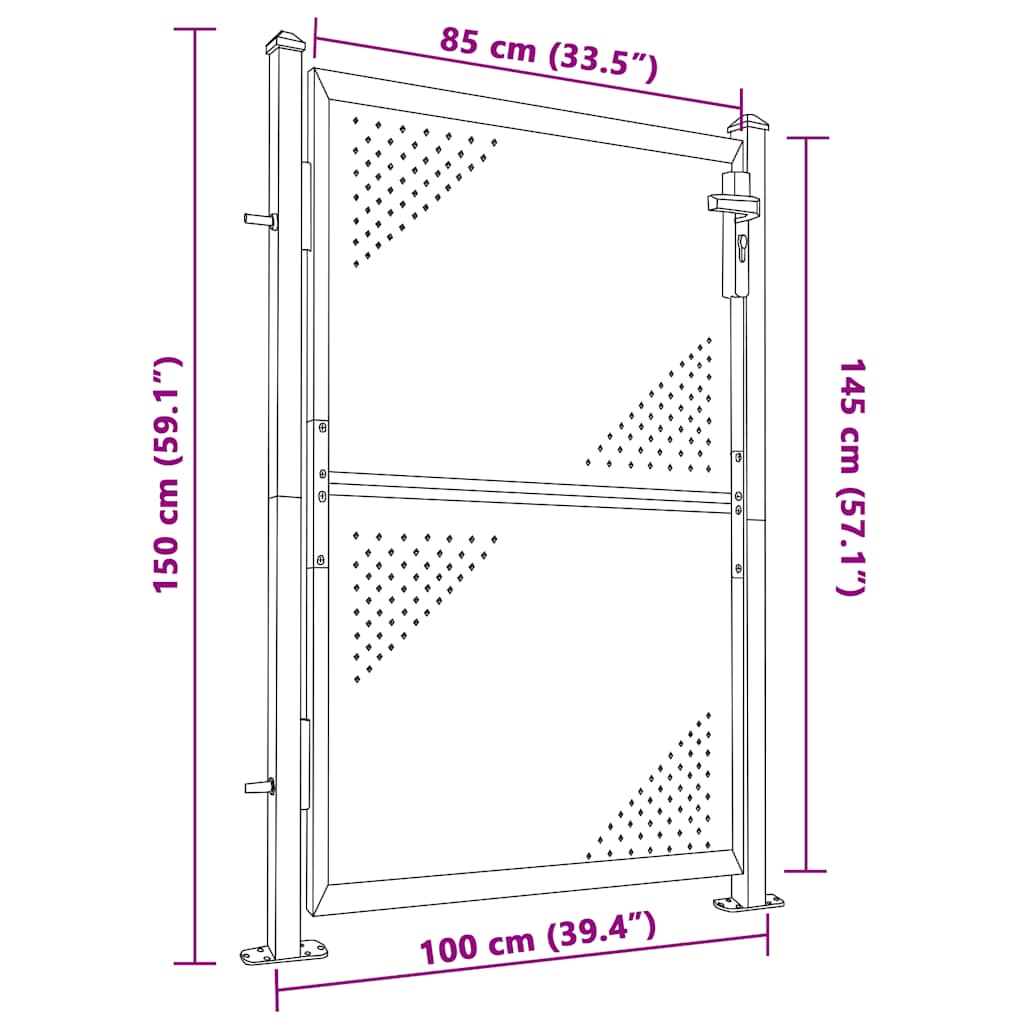 Gartentor 100 x 95 cm Edelstahl