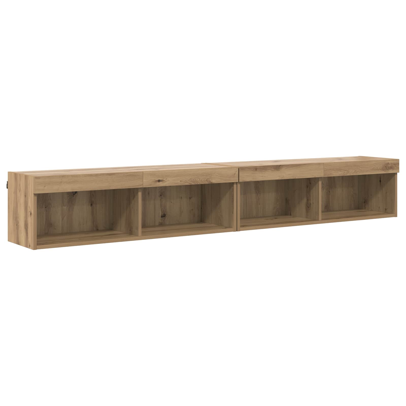 5-tlg. Wohnwand mit LED-Beleuchtung Weiß Holzwerkstoff