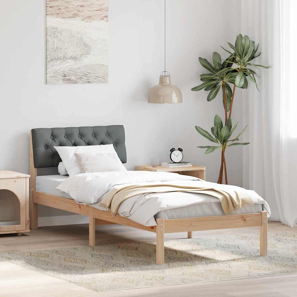 Bettgestell Braun und hellgrau 200 x 200 cm Massivholz Kiefer