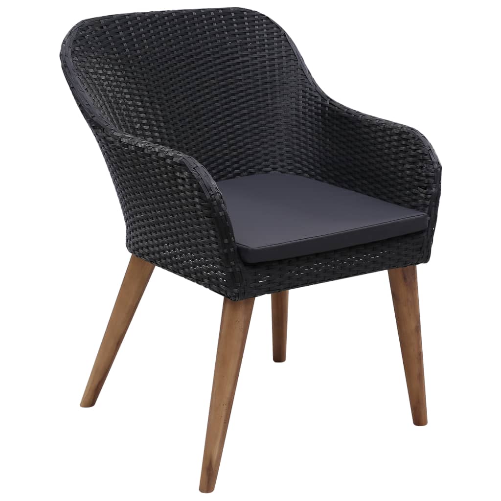 Gartenstuhl 2 pcs Schwarz 62,5 x 55 x 82 cm Poly-Rattan