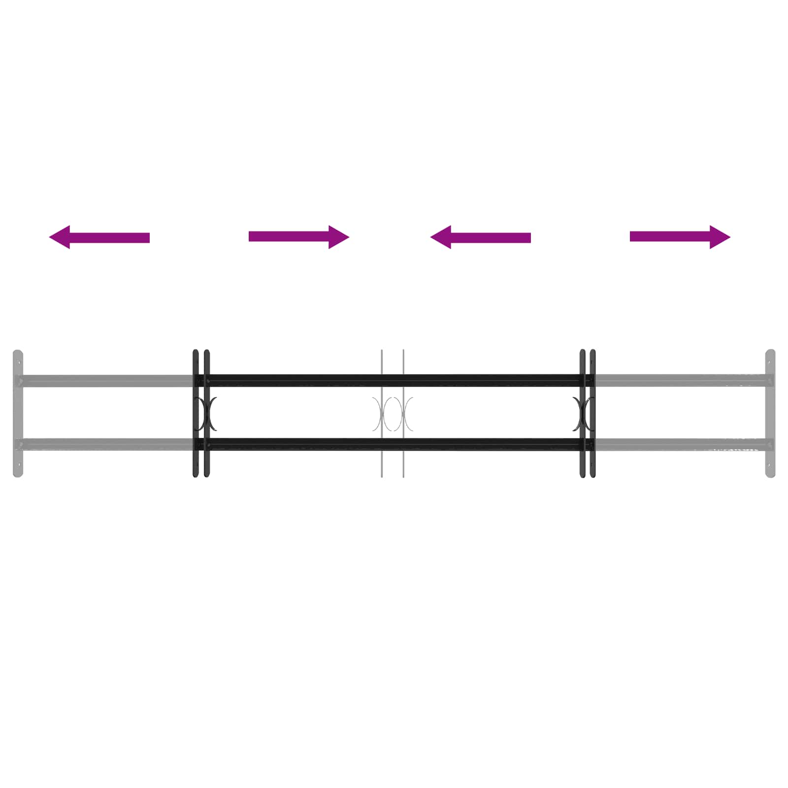 Fenstergitter 76 x 30 cm Pulverbeschichteter Stahl Schwarz