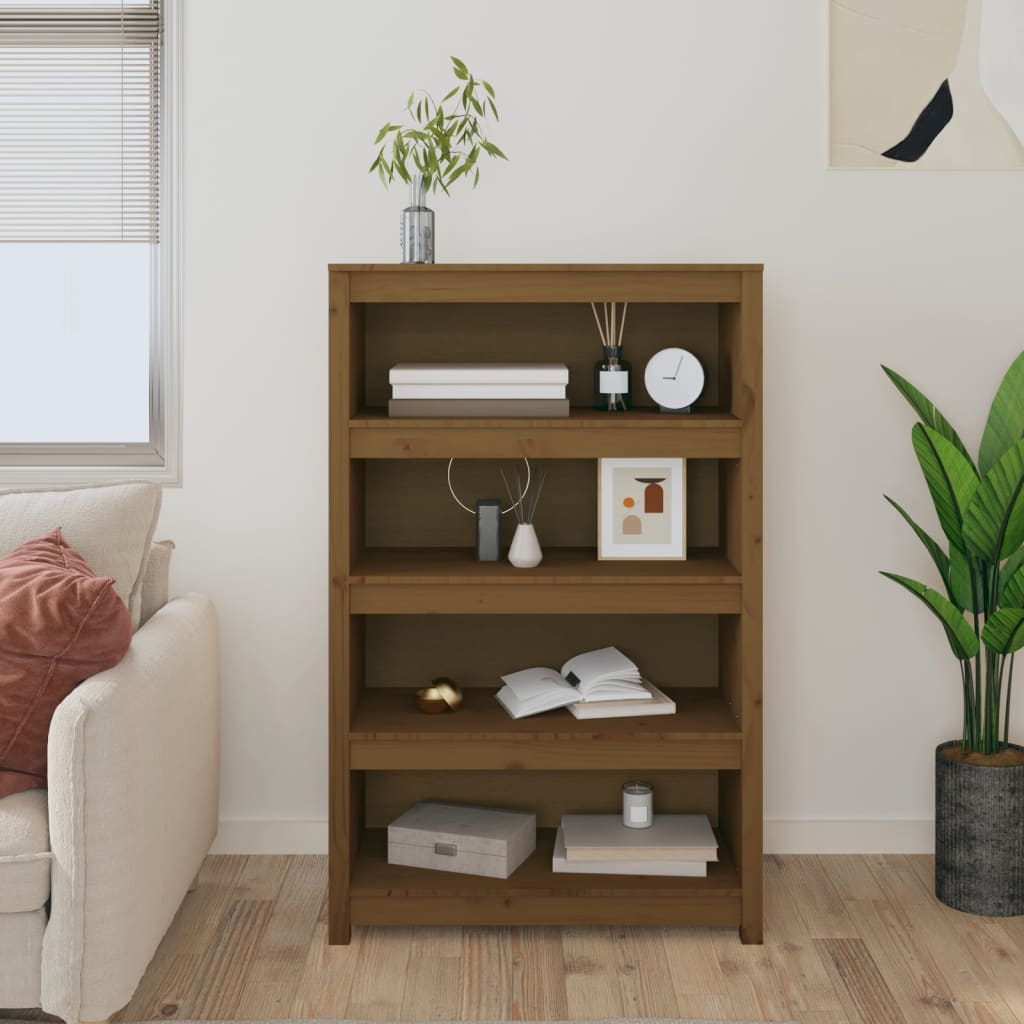 Bücherregal Grau 80x35x68 cm Massivholz Kiefer