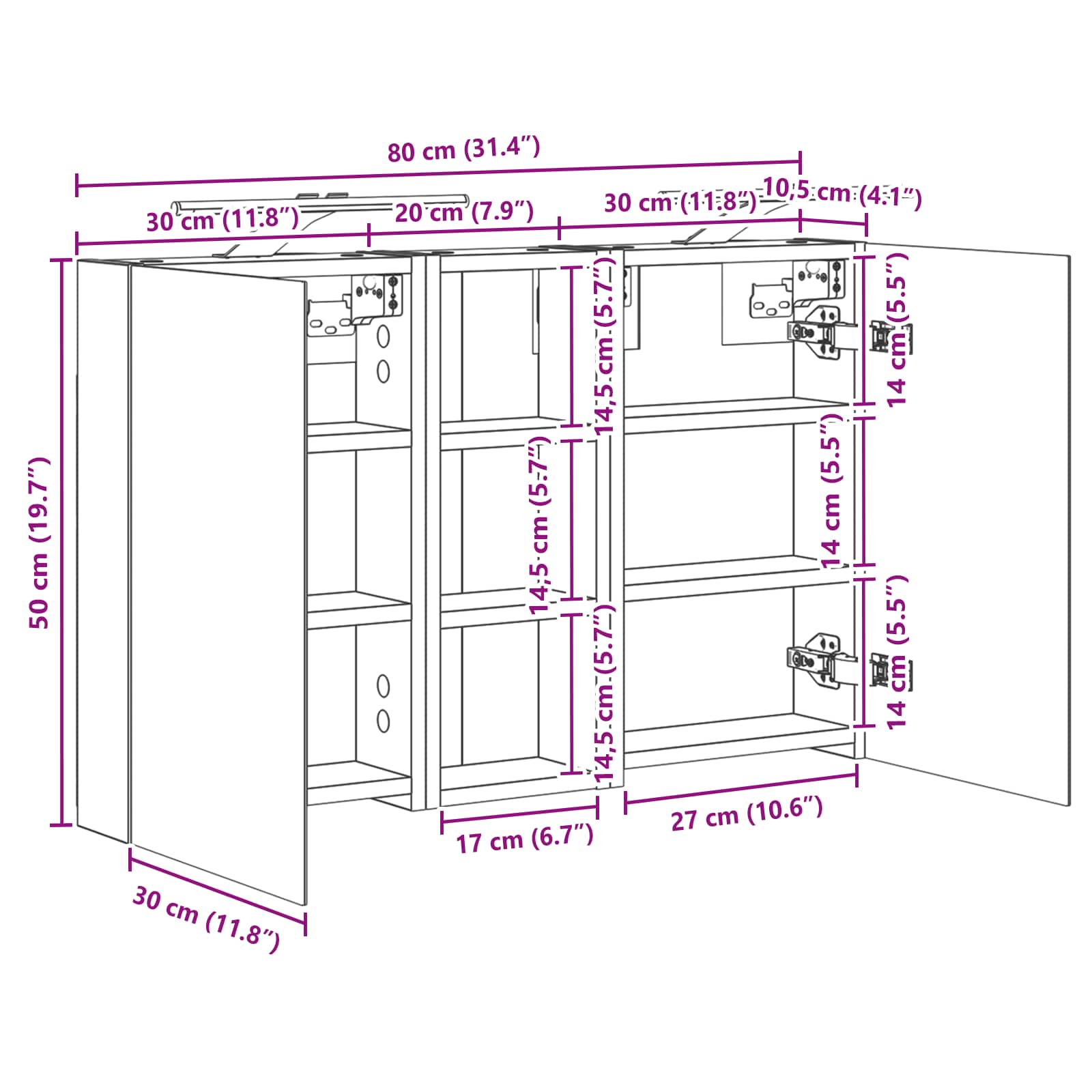 Badezimmerschrank-Set 3 pcs 80 x 10,5 x 50 cm Holzwerkstoff