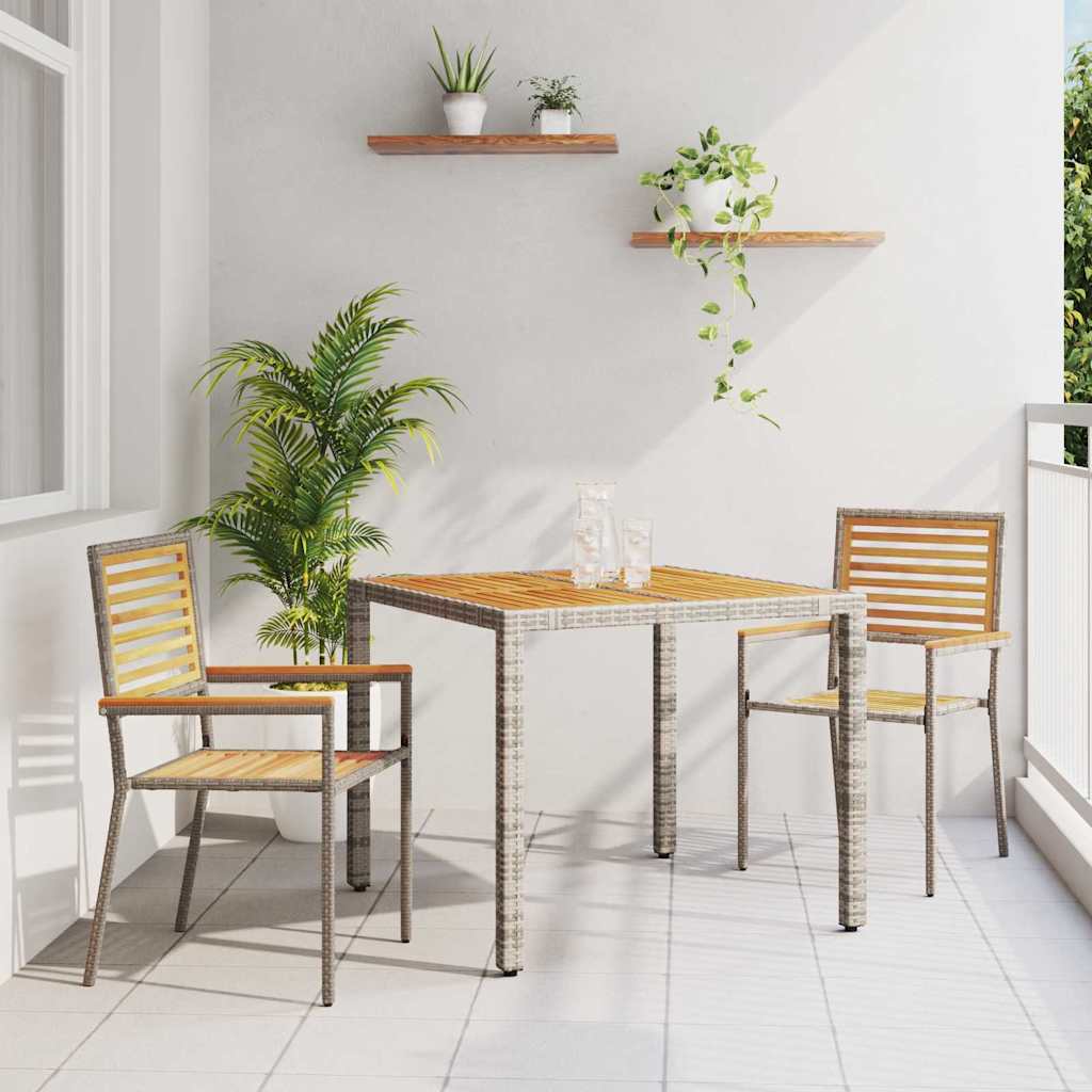 Garten Essgruppe 3 pcs Schwarz und Braun Poly-Rattan