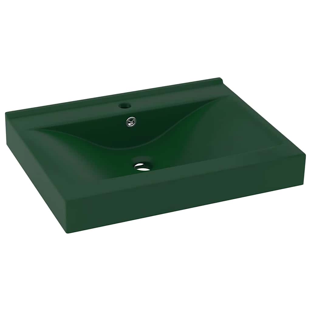 Luxus-Waschbecken mit Hahnloch Matt-Weiß 60x46 cm Keramik