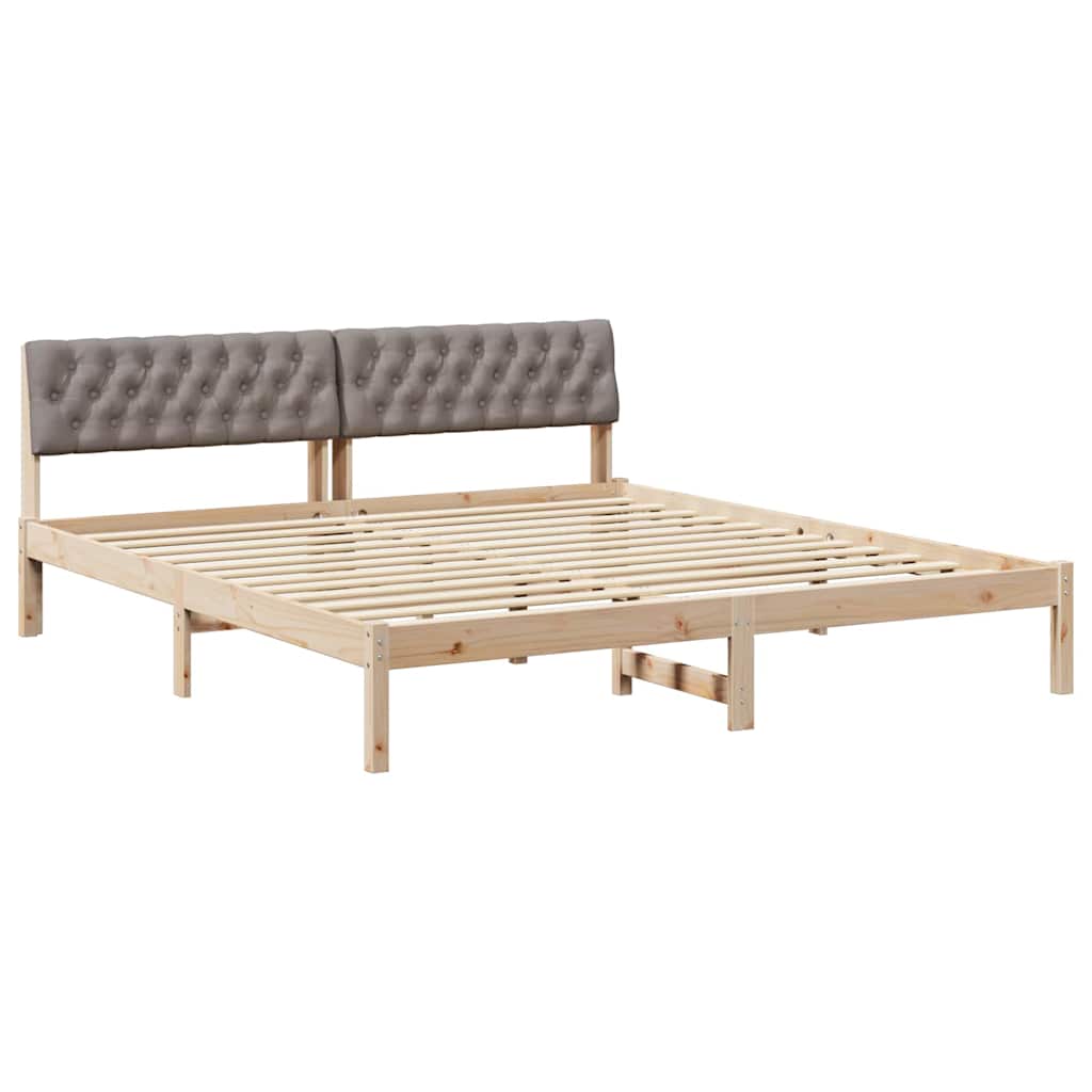 Bettgestell Braun und hellgrau 200 x 200 cm Massivholz Kiefer