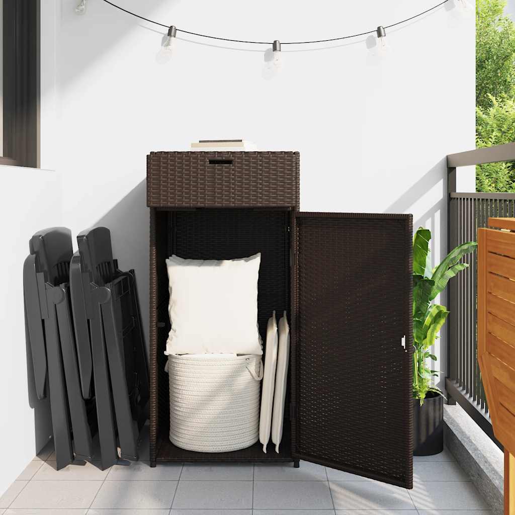 Gartenschrank Schwarz 55x55x111 cm Poly Rattan