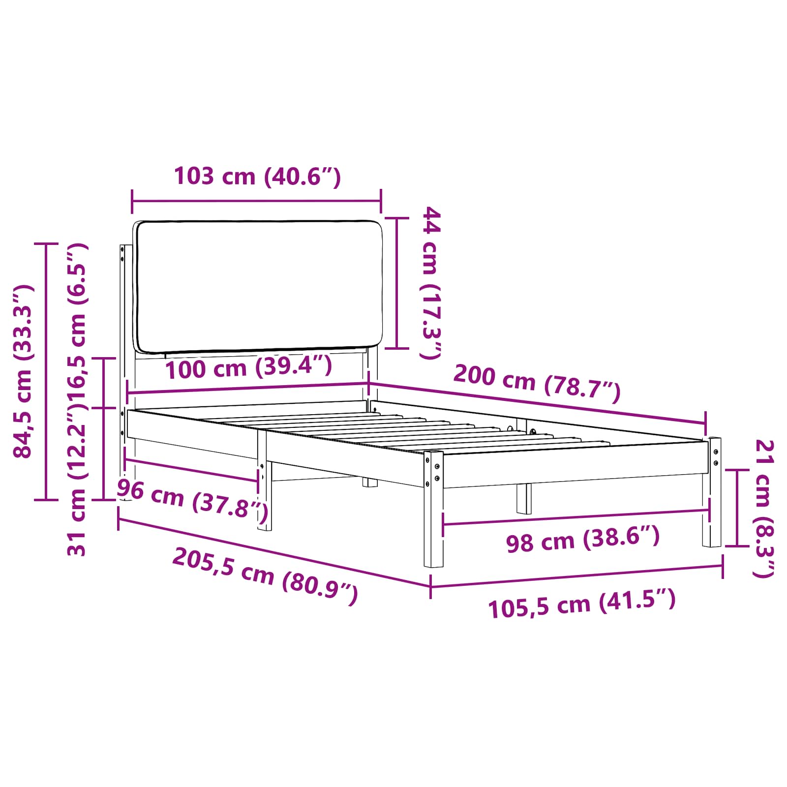 Bettgestell mit gepolstertem Kopfteil Hellgrau 200 x 200 cm