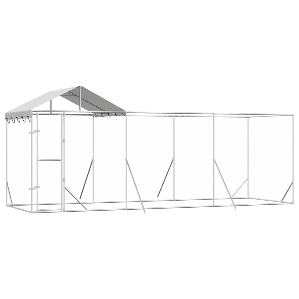 Outdoor-Hundezwinger mit Dach Silber 2x2x2,5 m Verzinkter Stahl