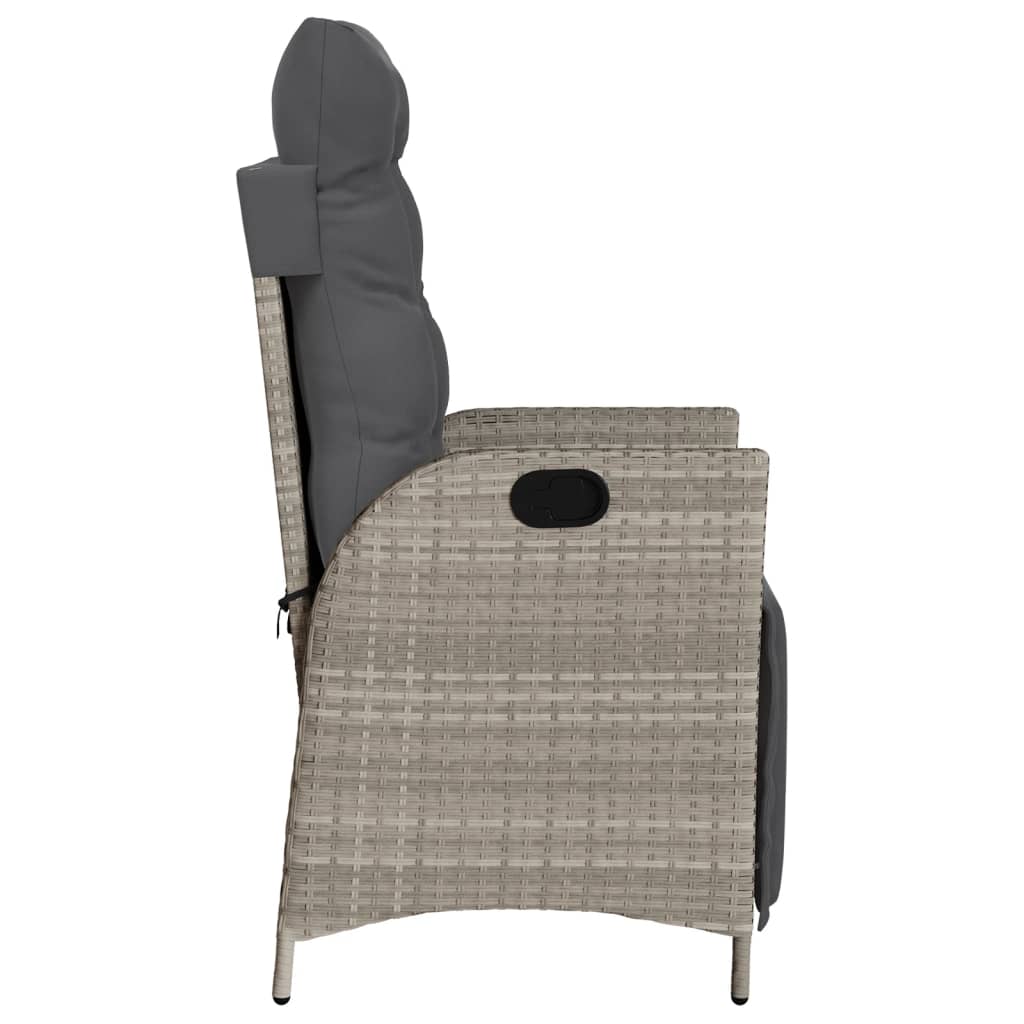 Gartensessel Verstellbar mit Kissen Schwarz Poly Rattan